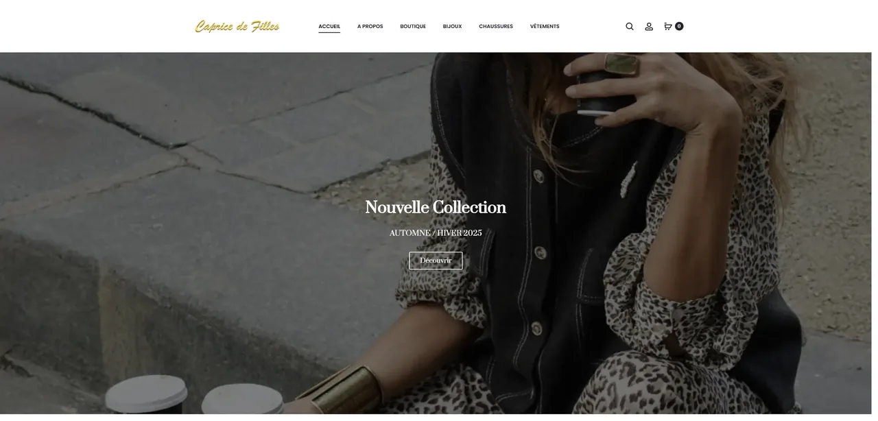 Capture ordinateur du site Caprice de Filles