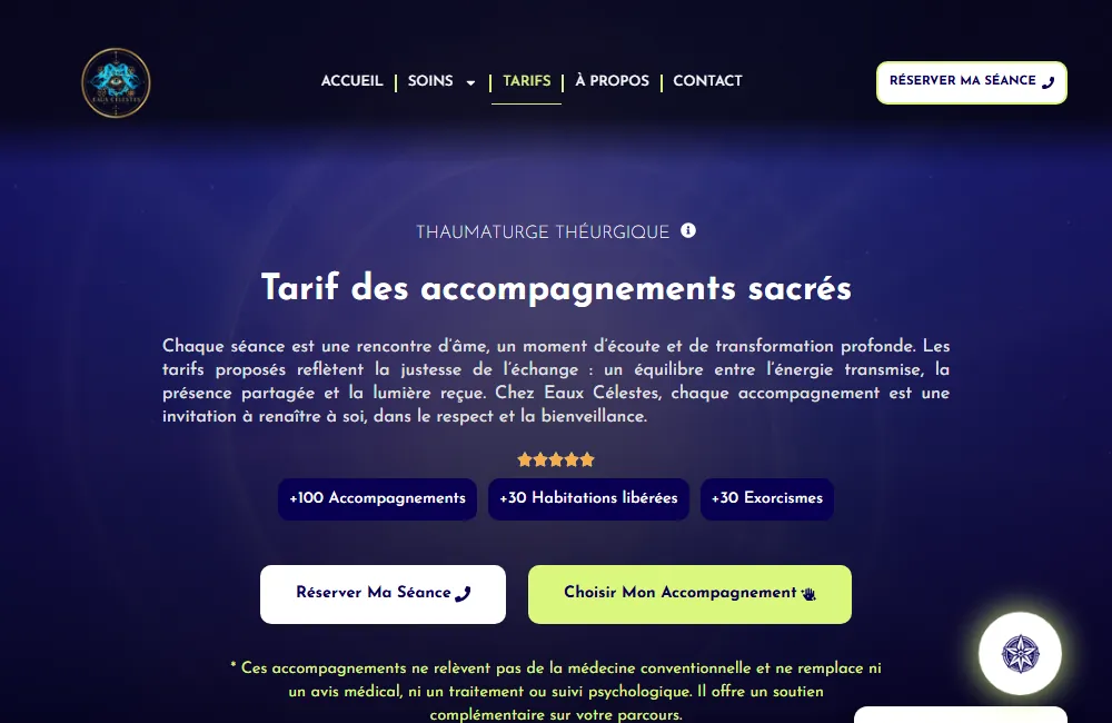 Capture : Eaux Célestes · Les tarifs