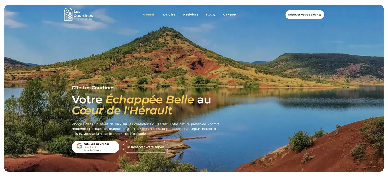 Capture ordinateur du site Gîte Les Courtines