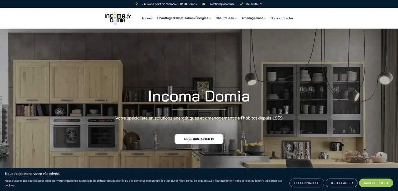 Capture ordinateur du site Incoma Domia