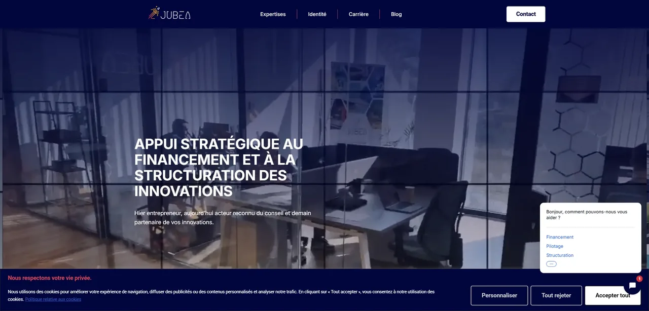 Capture ordinateur du site Jubea