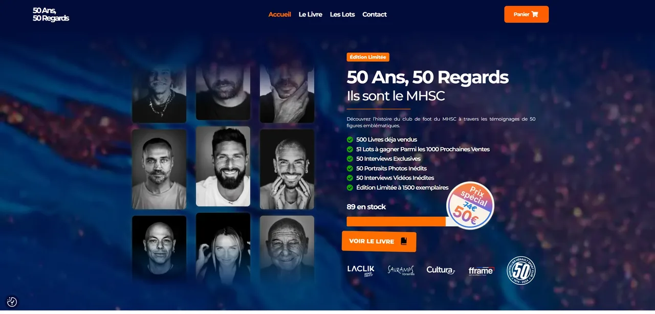 Capture ordinateur du site Livre 50 ans MHSC