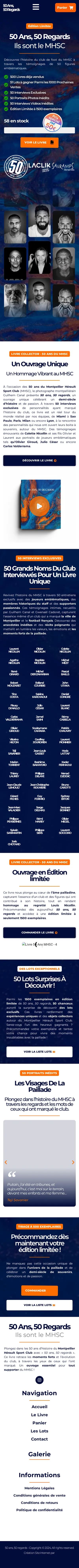 Site de Livre 50 ans MHSC · capture mobile