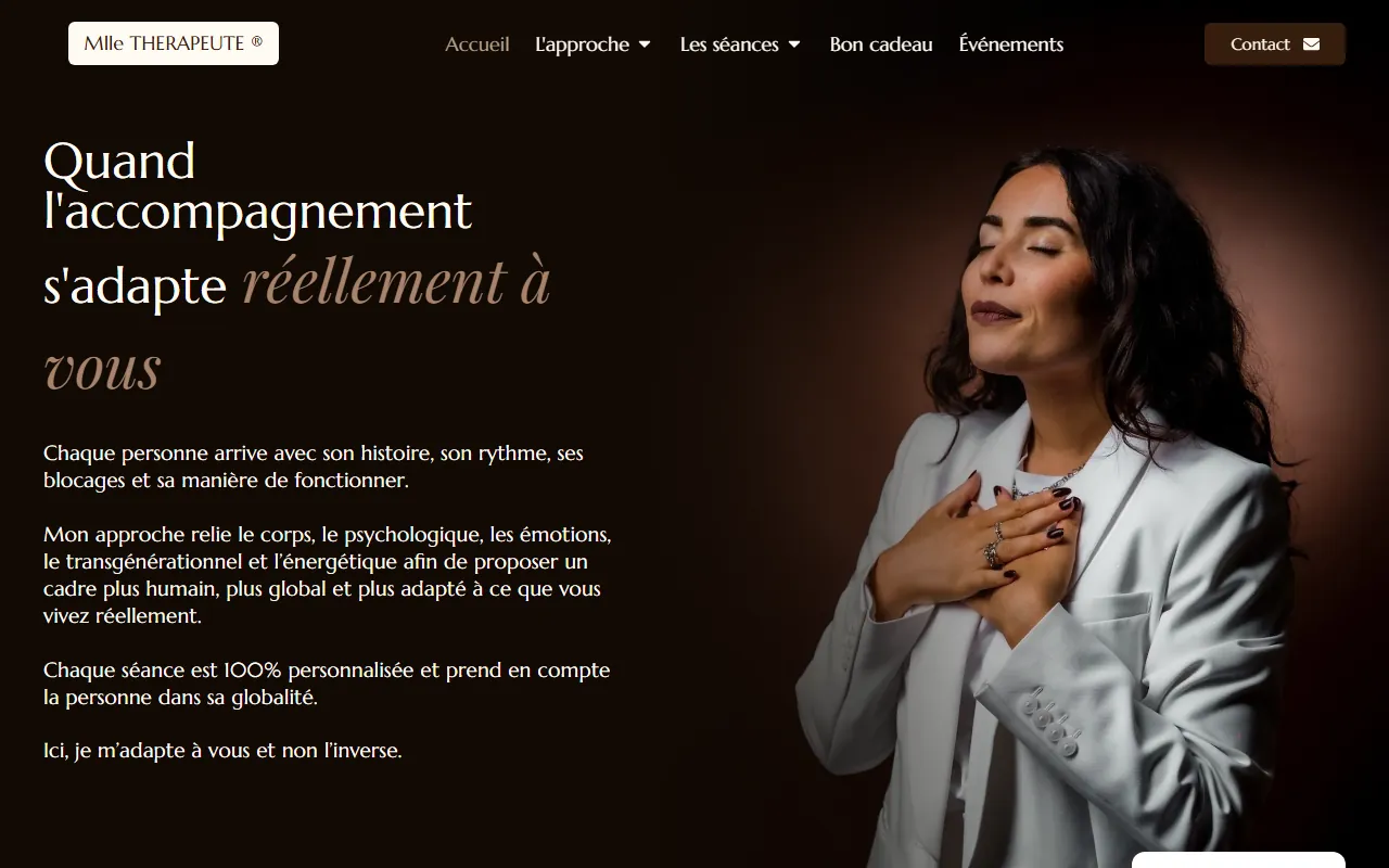 Capture ordinateur du site Mlle Thérapeute
