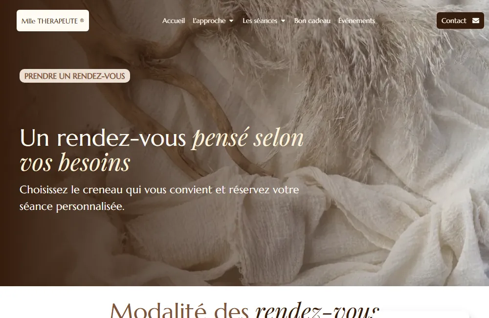 Capture : Mlle Thérapeute · Prendre rendez-vous