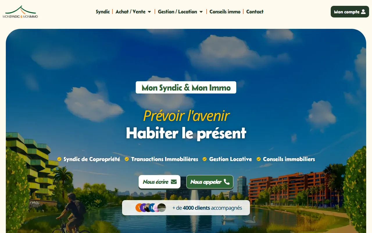 Capture ordinateur du site Mon Syndic & Mon Immo