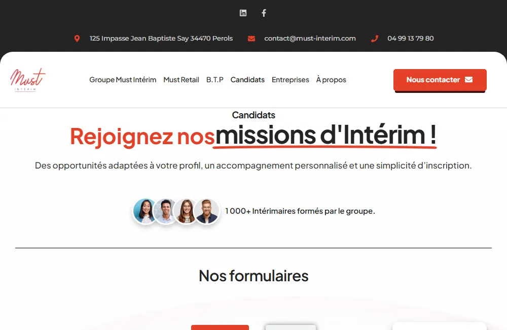 Capture : Must Interim · Espace candidats