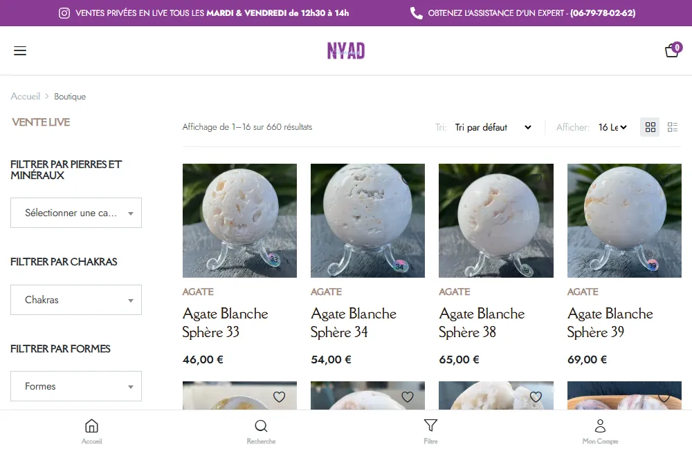 La boutique de Nyad Cristaux
