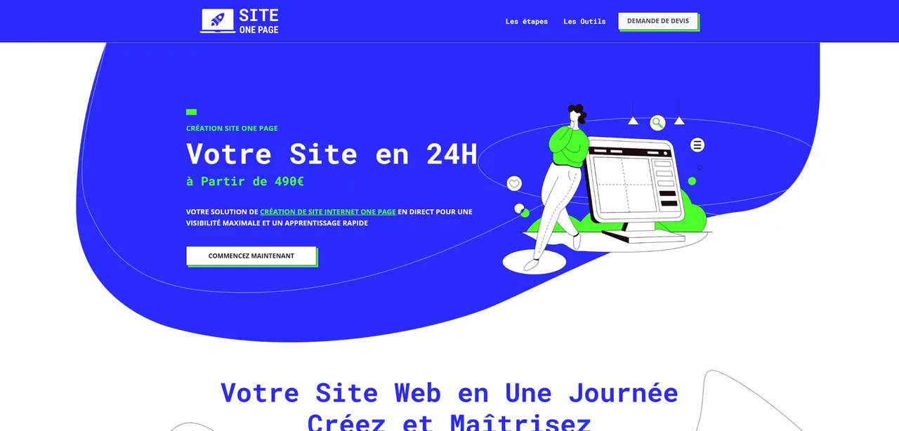 Capture ordinateur du site Site One Page
