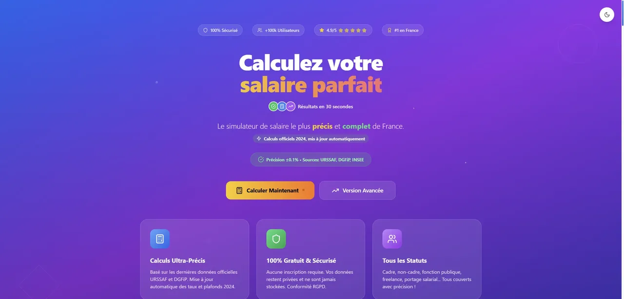 Capture ordinateur du site SMIC Brut Net