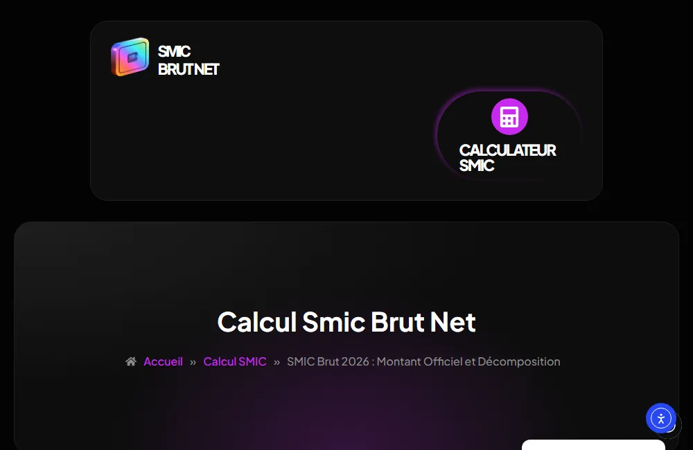 Capture : SMIC Brut Net · SMIC brut 2026