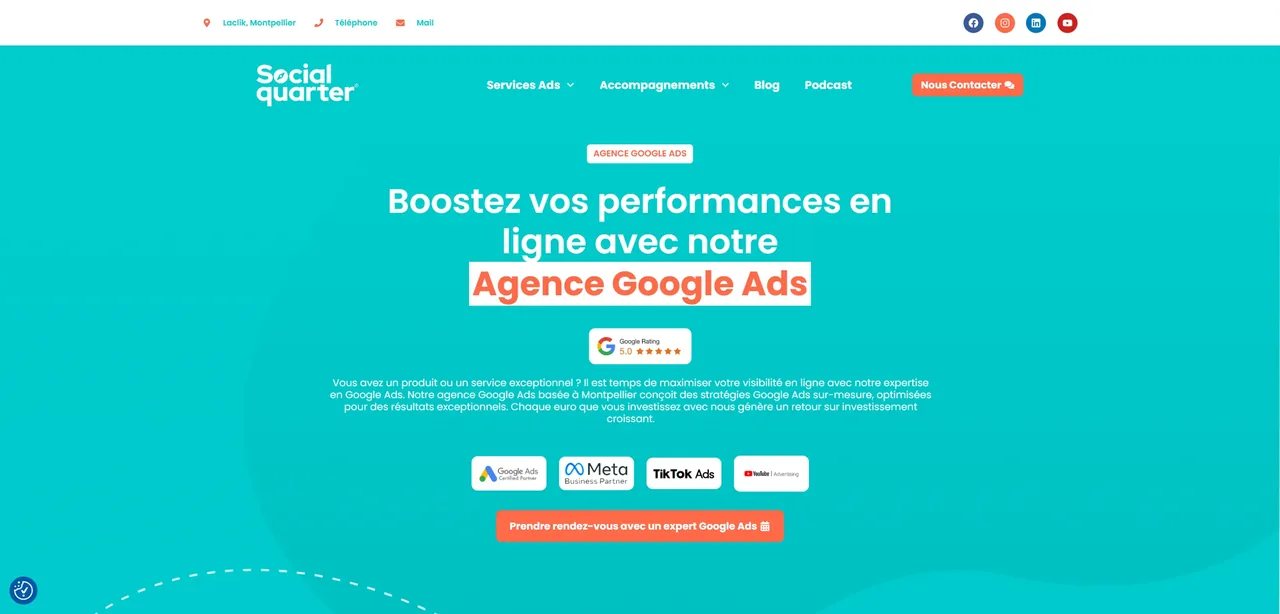 Capture ordinateur du site Social Quarter