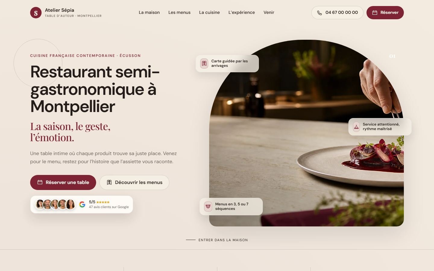 Maquette de démonstration pour restaurant semi-gastronomique