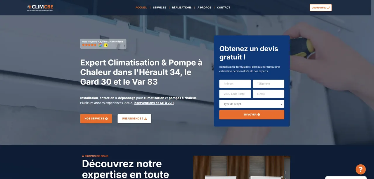 Aperçu du site Clim CBE