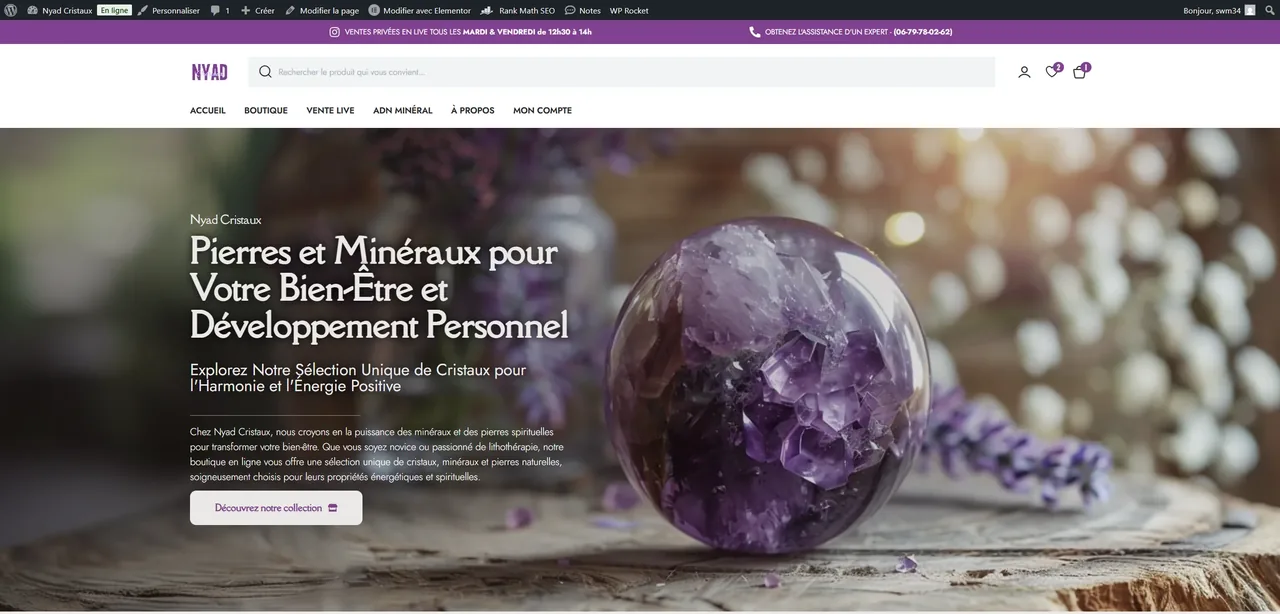 Aperçu du site Nyad Cristaux